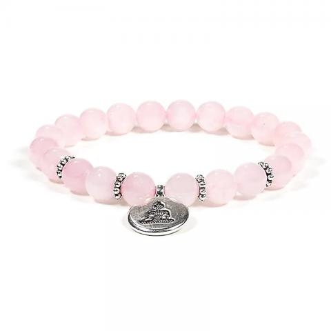 Mala/braccialetto elastico Quarzo rosa con Buddha